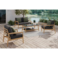 LOUNGEGARNITUR 4-teilig   Aluminium  - Anthrazit/Teakfarben, MODERN, Textil/Stein (110/135/76cm) - Ambia Garden