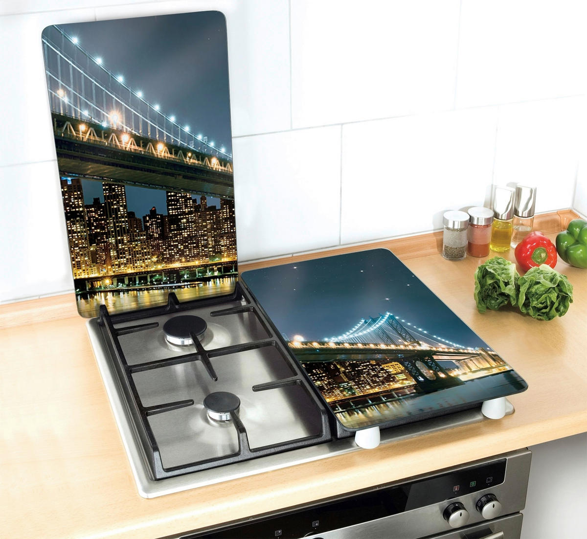HERDABDECKPLATTE 2521320100  - Gelb/Schwarz, Design, Glas/Kunststoff (30/1,8-5,5/52cm) - Wenko