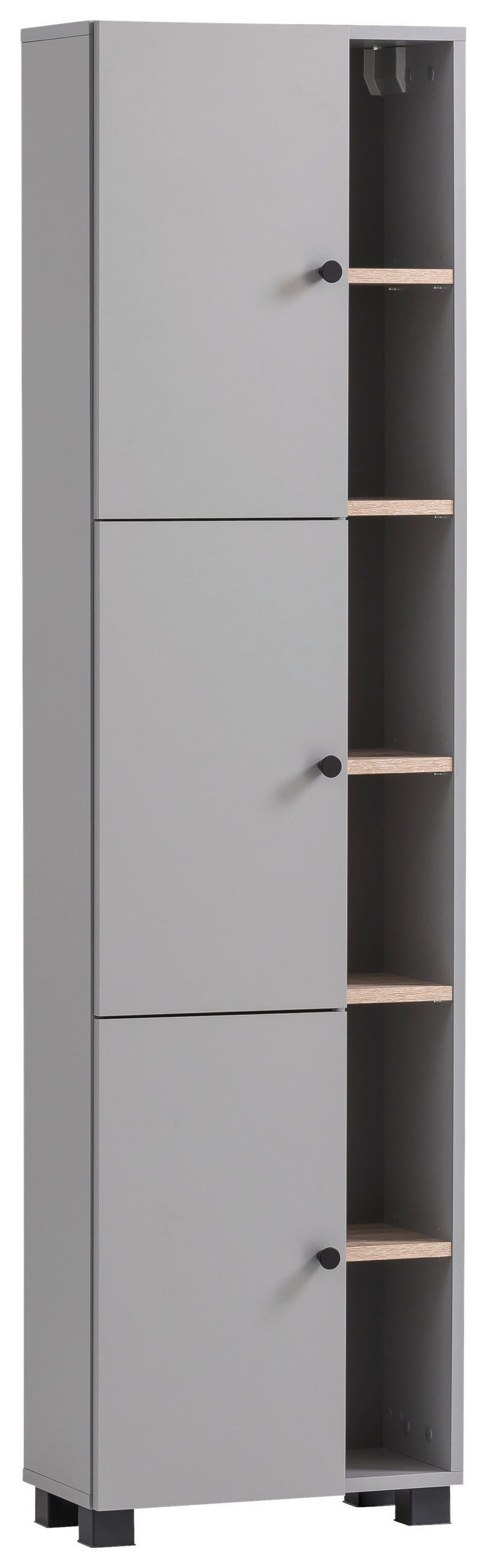 HOCHSCHRANK 45/168/23,4 cm  - Wildeiche/Schwarz, MODERN, Holzwerkstoff/Kunststoff (45/168/23,4cm) - MID.YOU