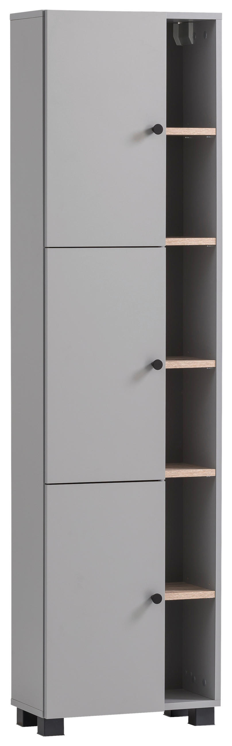 HOCHSCHRANK 45/168/23,4 cm  - Wildeiche/Schwarz, MODERN, Holzwerkstoff/Kunststoff (45/168/23,4cm) - MID.YOU
