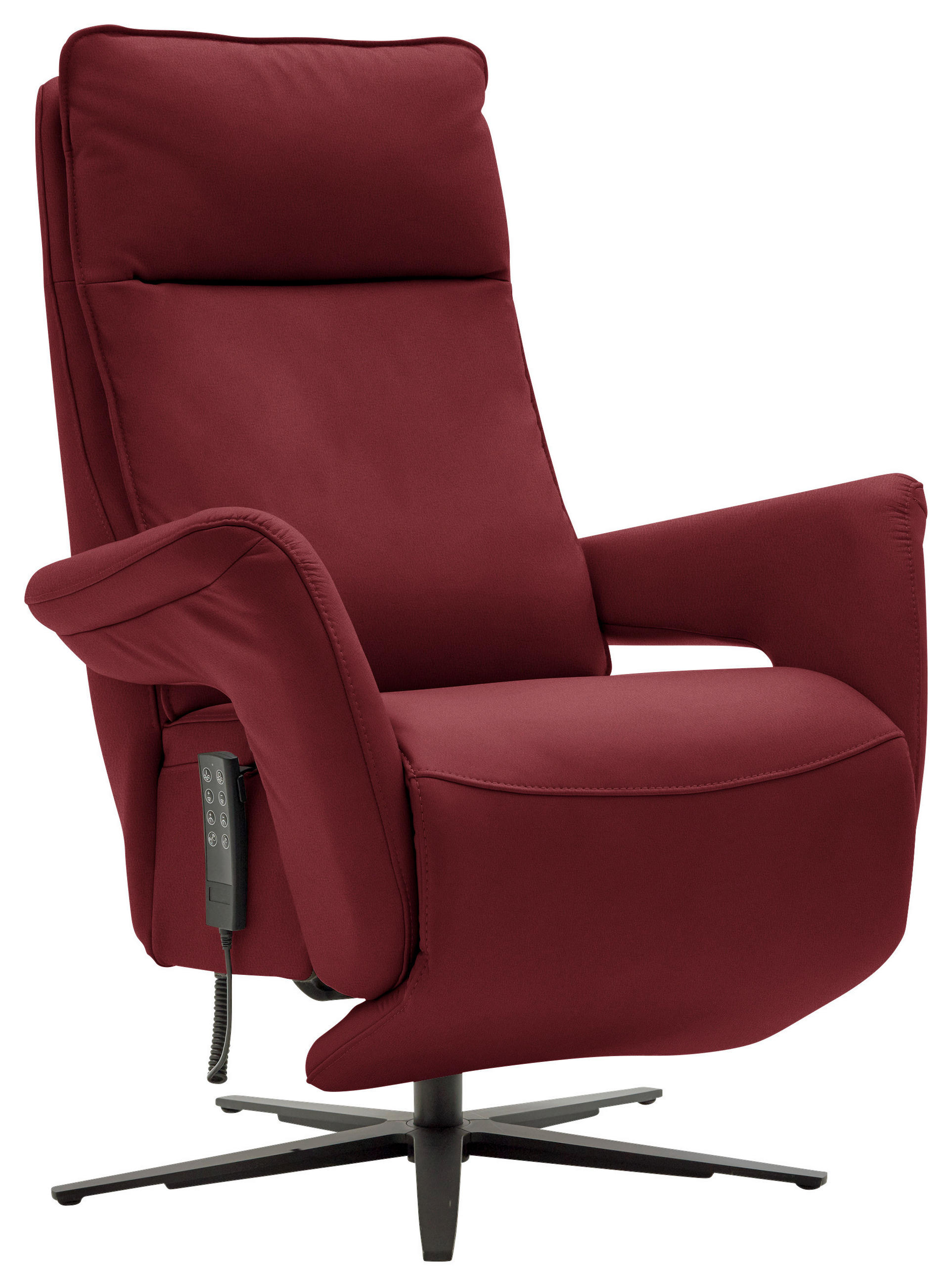 RELAXSESSEL in Leder Rot  - Rot/Schwarz, Design, Leder/Metall (83/116/87cm) - Valdera