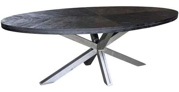 ESSTISCH in Holz, Metall 220/110/76 cm  - Schwarz/Alufarben, Trend, Holz/Metall (220/110/76cm) - Ambia Home