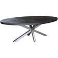 ESSTISCH in Holz, Metall 220/110/76 cm   - Schwarz/Alufarben, Trend, Holz/Metall (220/110/76cm) - Ambia Home