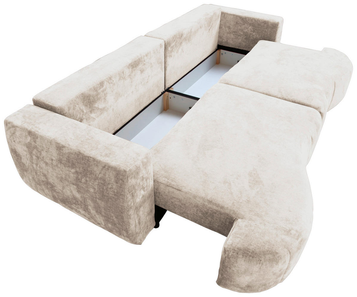 BOXSPRINGSOFA  mit Rücken echt Velours Beige  - Beige/Schwarz, Trend, Kunststoff/Textil (292/71-99/127cm) - Livetastic