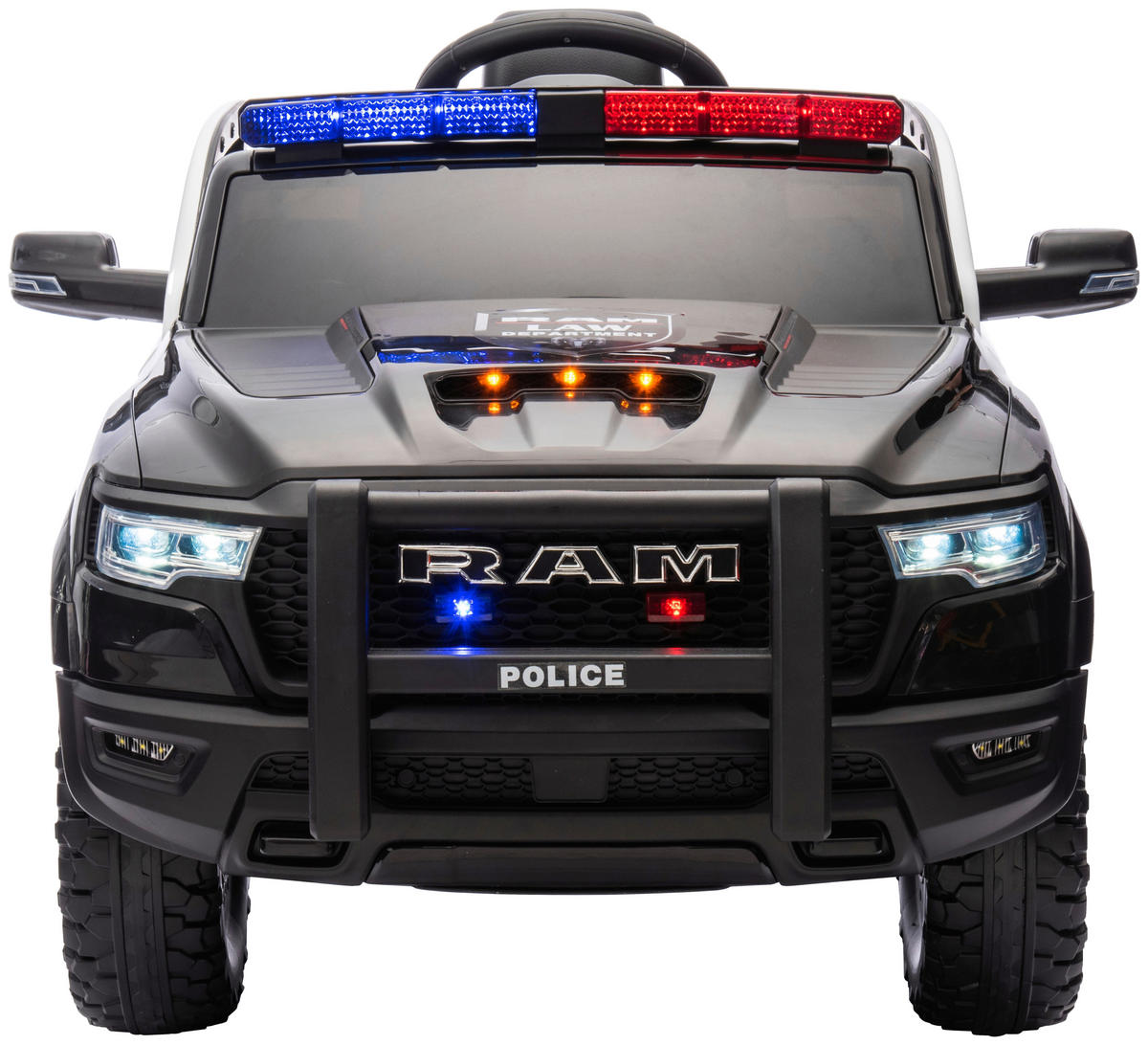 ELEKTRO-KINDERAUTO RAM 1500 POLICE TRUCK Schwarz, Weiß  - Schwarz/Weiß, KONVENTIONELL, Kunststoff/Metall (119/68/57cm)