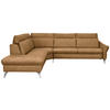 ECKSOFA in Echtleder Honig, Currygelb  - Currygelb/Edelstahlfarben, Konventionell, Leder/Metall (242/296cm) - Himolla Komfortklass