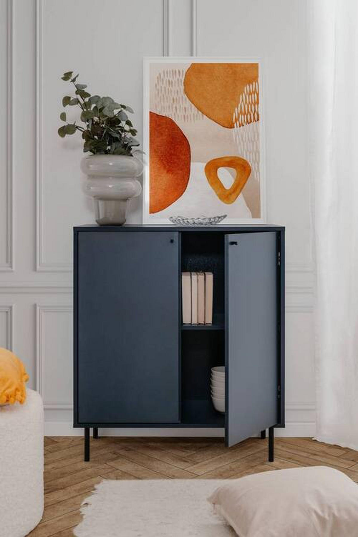 KOMMODE  in 80/90/40 cm  - Schwarz/Dunkelblau, MODERN, Holzwerkstoff/Metall (80/90/40cm) - MID.YOU