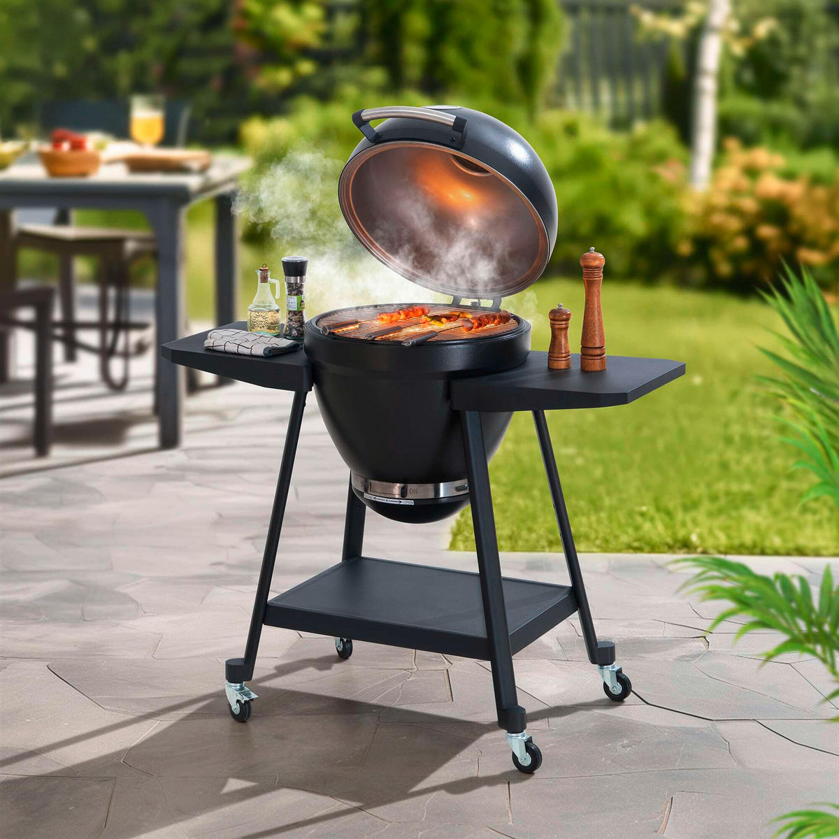 HOLZKOHLEGRILL - Schwarz, Basics, Metall (115/118/65cm) - Modante
