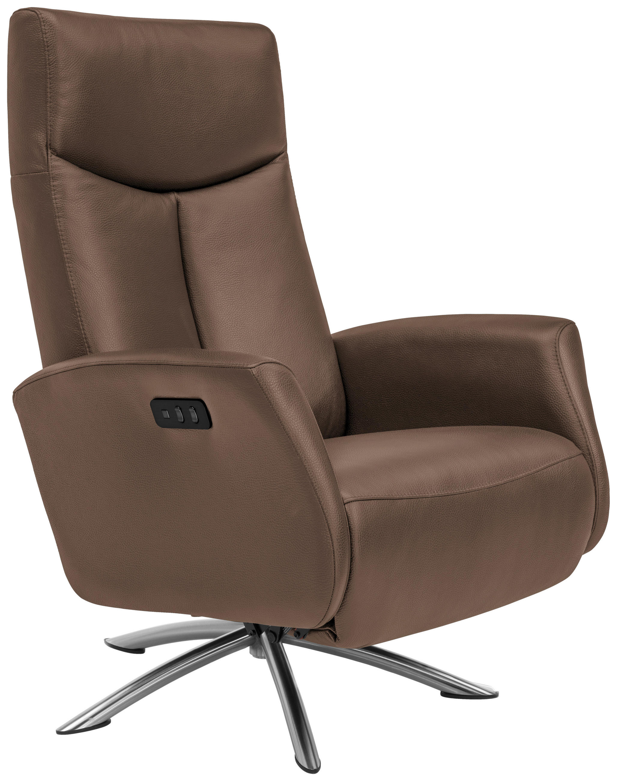 RELAXSESSEL Leder Braun  - Silberfarben/Braun, Design, Leder/Metall (73/105/82cm) - Welnova