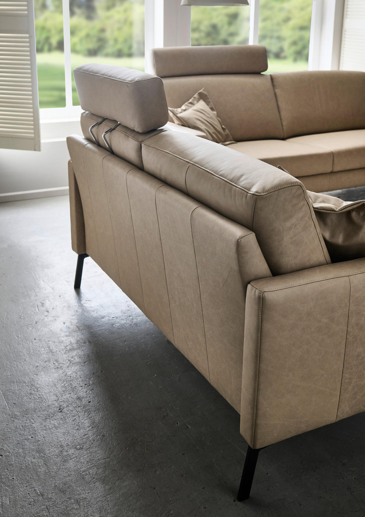 3-SITZER-SOFA Echtleder Taupe  - Taupe/Schwarz, Konventionell, Leder/Metall (200/88/88cm) - Pure Home Comfort