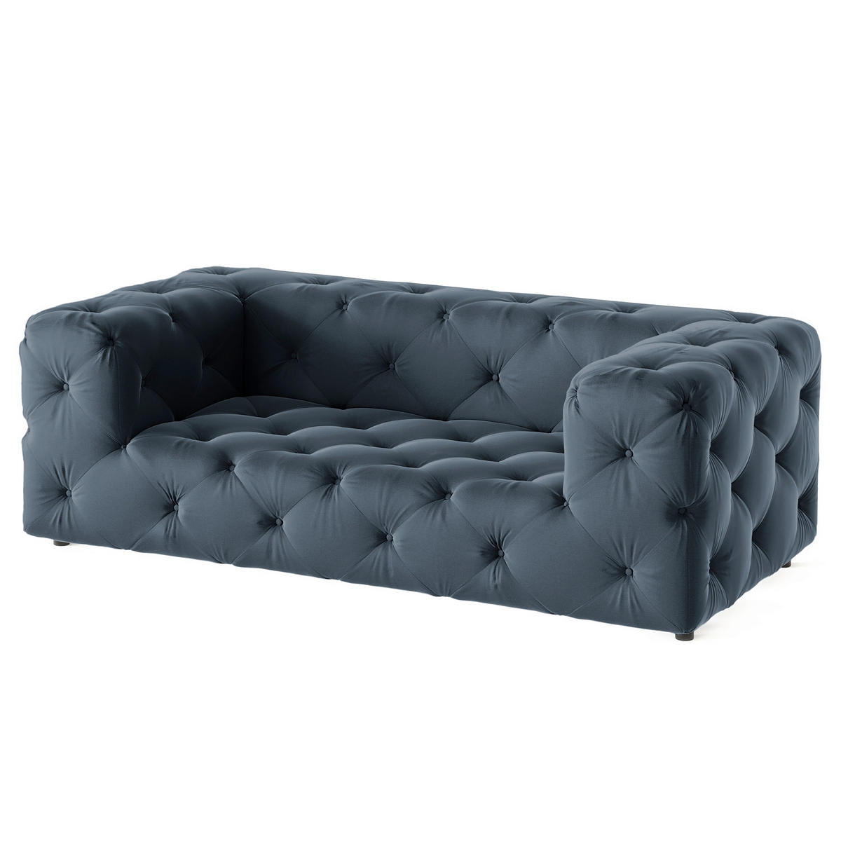 2-SITZER-SOFA Fresco in Samt Dunkelblau  - Schwarz/Dunkelblau, Design, Kunststoff/Textil (193/71/100cm) - P & B