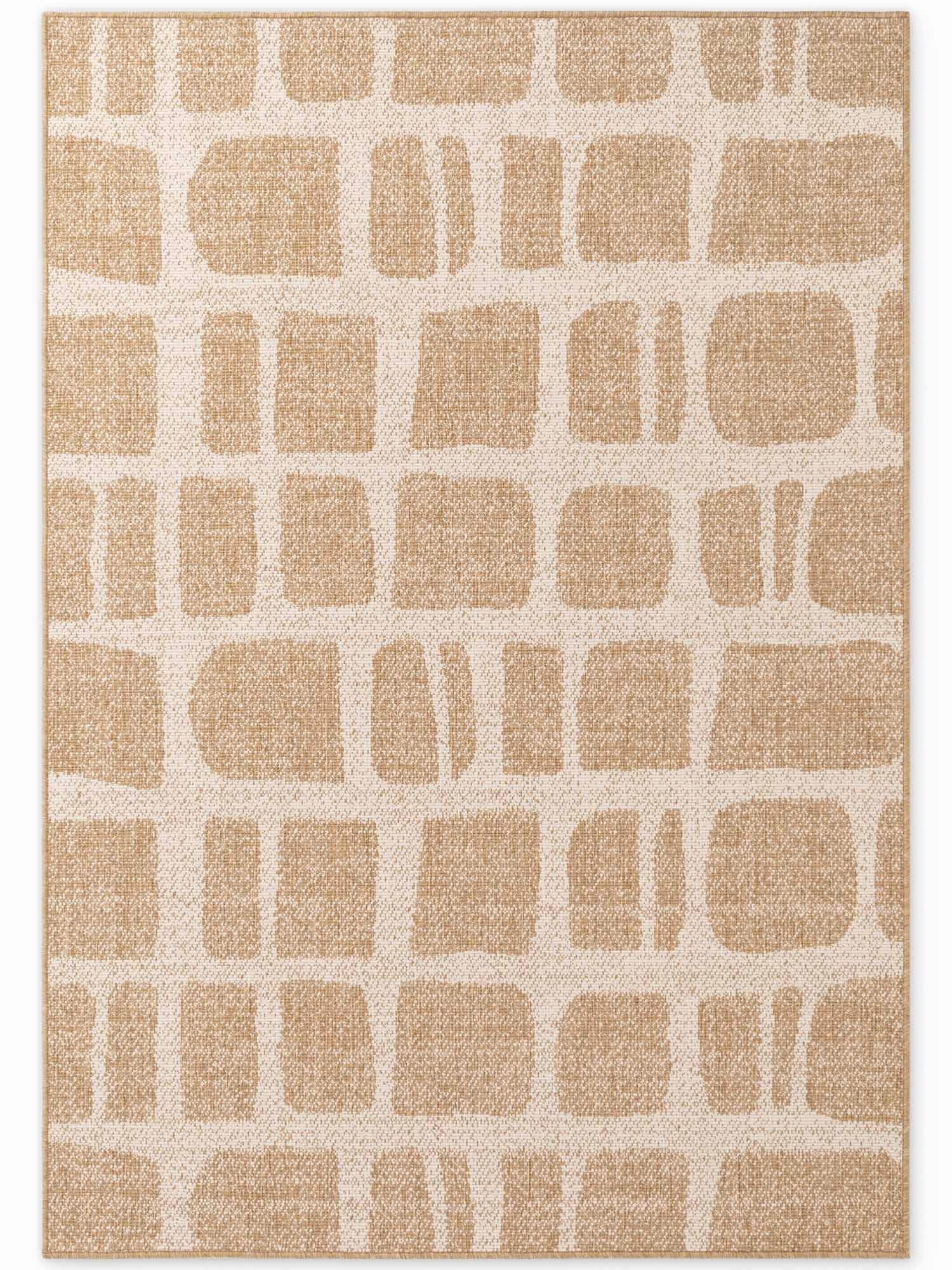 FLACHWEBETEPPICH  Wohnzimmer 120/170 cm Haringey Weiß, Sandfarben rechteckig  - Sandfarben/Weiß, Basics, Kunststoff (120/170cm) - Hanse Home