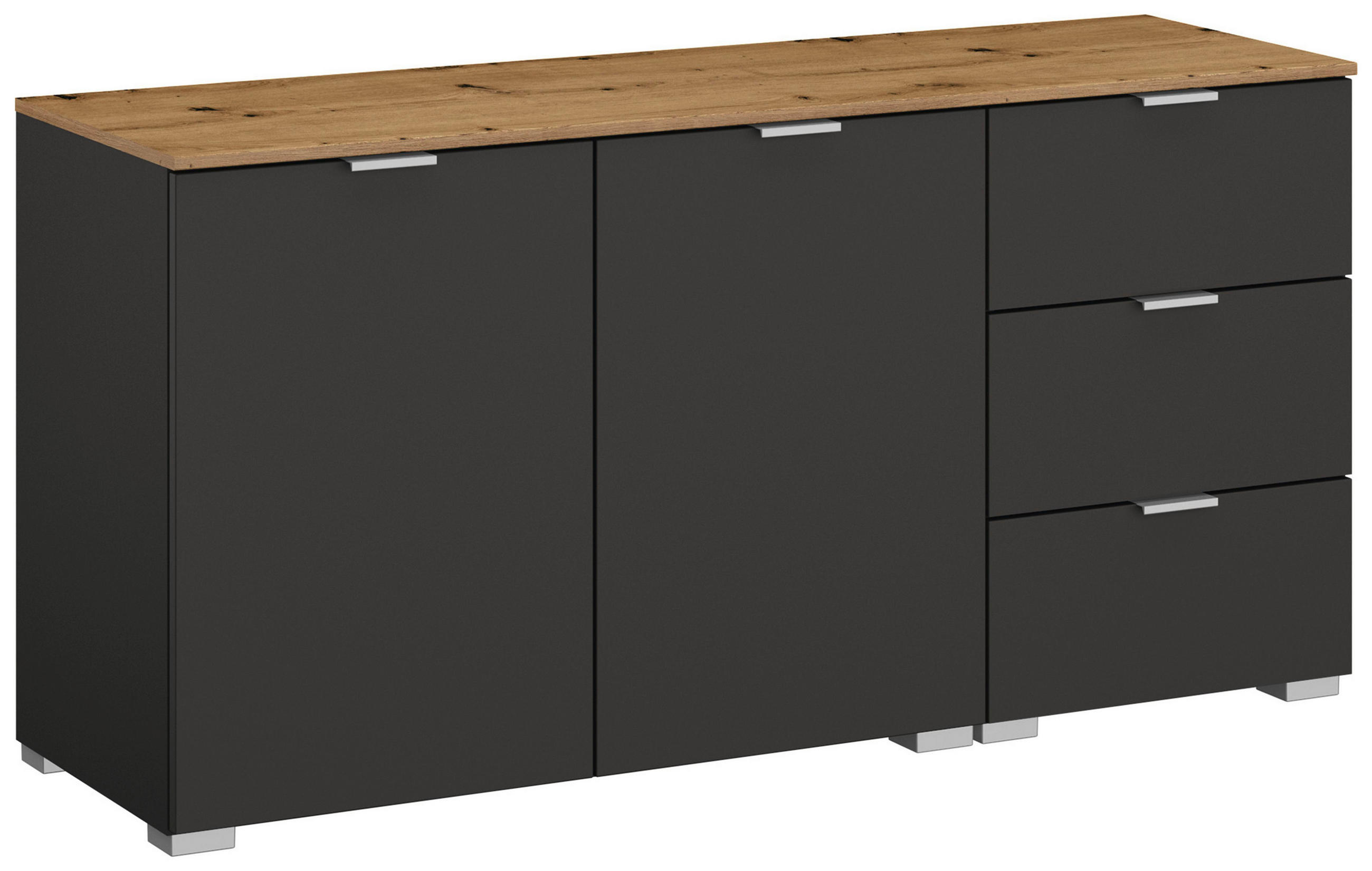 SIDEBOARD  120/61/42 cm 3 Schublade(n)  - Alufarben/Graphitfarben, Trend, Holzwerkstoff/Kunststoff (120/61/42cm) - Stylife