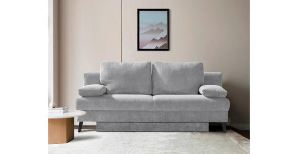 SCHLAFSOFA  in Cord Hellgrau  - Hellgrau/Schwarz, MODERN, Textil/Metall (194/91/90cm) - Novel
