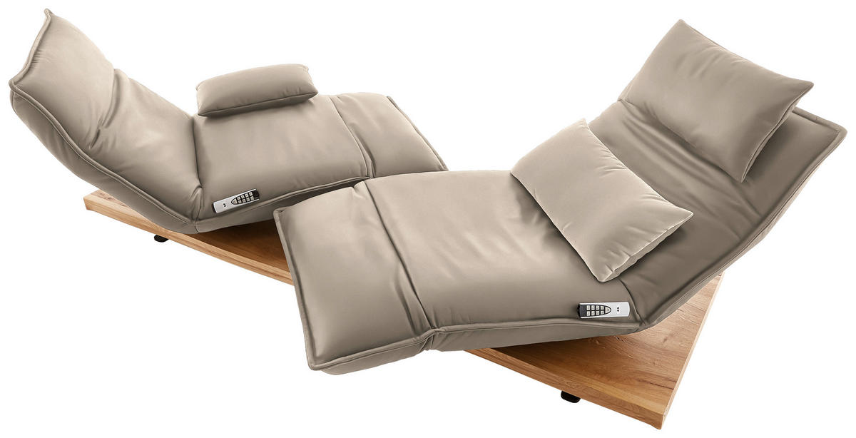 2-SITZER-SOFA in Leder Ecru  - Ecru/Eichefarben, Natur, Leder/Holz (240/63/115cm) - Koinor