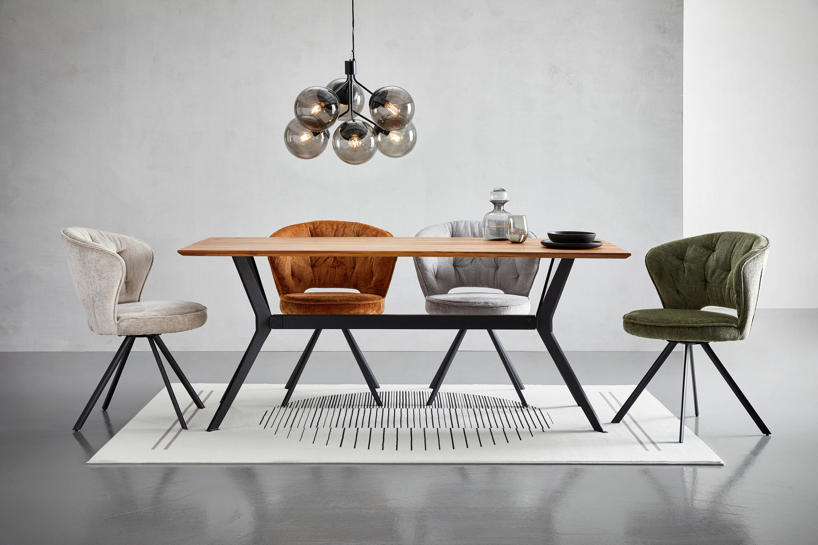 ESSTISCH in Holz 180/90/76 cm   - Schwarz/Teakfarben, LIFESTYLE, Holz/Metall (180/90/76cm) - Linea Natura