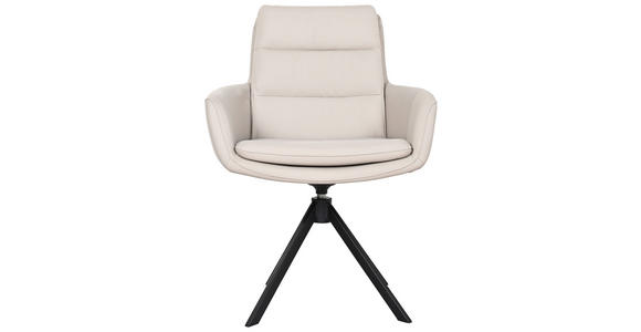 ARMLEHNSTUHL  in Echtleder naturbelassen  - Taupe/Schwarz, Design, Leder/Metall (62,5/86,5/66,5cm) - Dieter Knoll