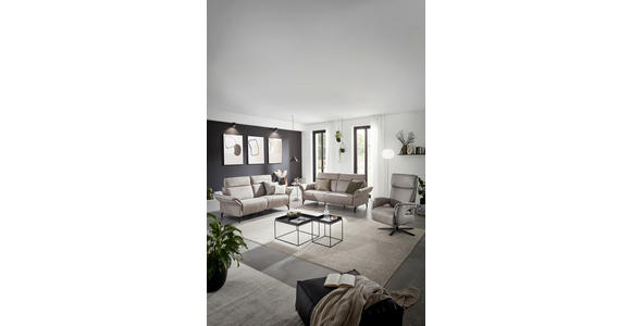 2-SITZER-SOFA in Lederlook Hellgrau - Hellgrau/Schwarz, KONVENTIONELL, Textil/Metall (216/103/92cm) - Dieter Knoll