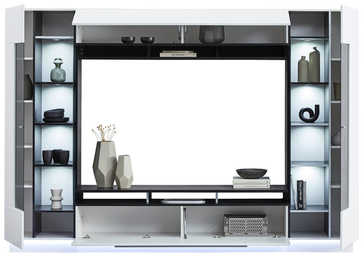 DNEVNI REGAL,  črna, bela  - srebrne barve/črna, Konvencionalno, kovina/leseni material (275/190cm) - Livetastic