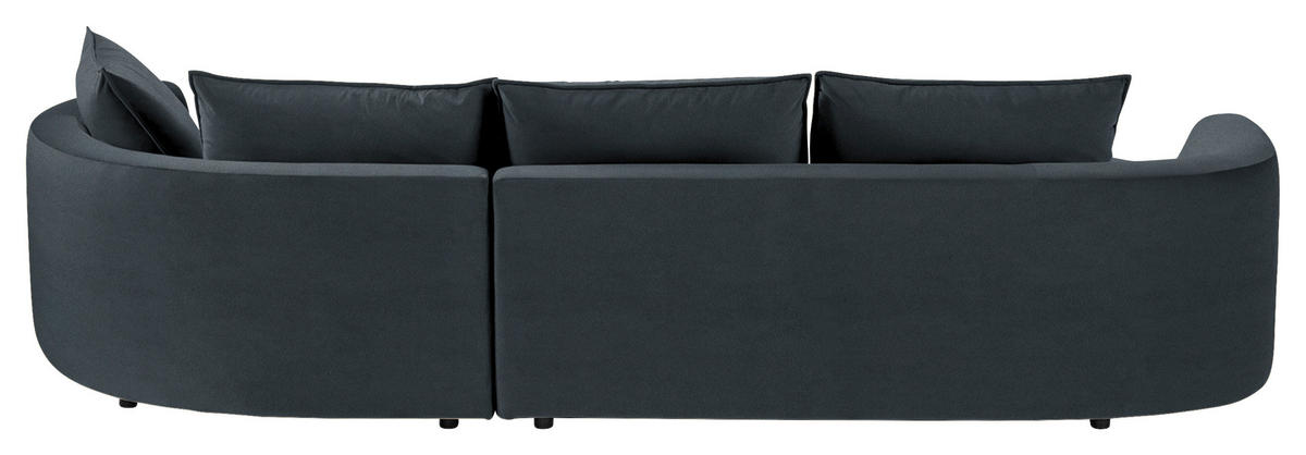 BIGSOFA in Samt Grau, Grün  - Schwarz/Grau, Design, Kunststoff/Textil (322/66/154cm) - home24