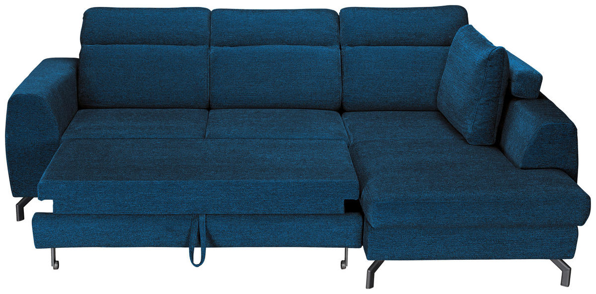 ECKSOFA Blau Chenille  - Blau/Schwarz, KONVENTIONELL, Textil/Metall (240/185cm) - Carryhome