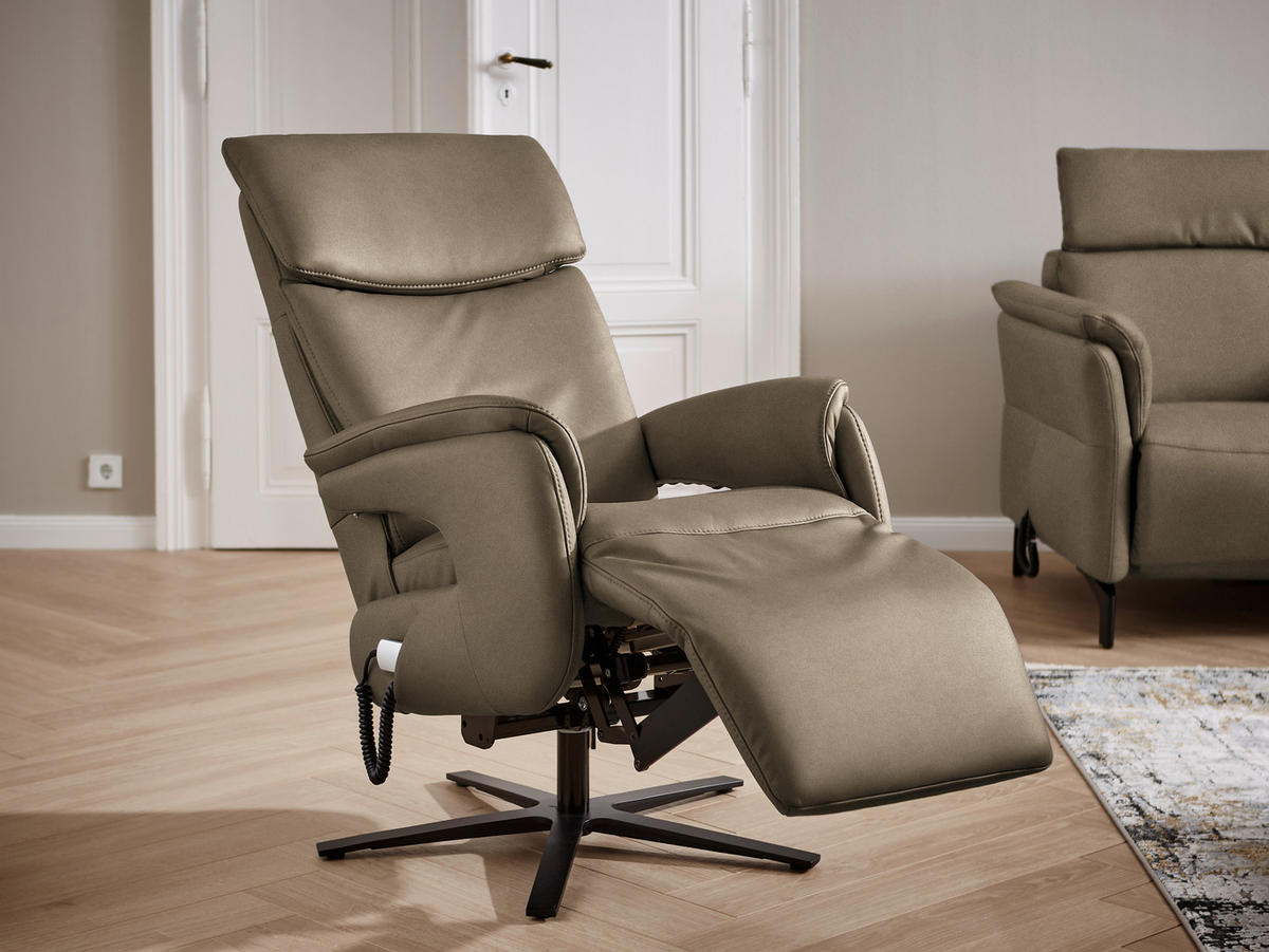 RELAXSESSEL in Leder Hellbraun  - Hellbraun/Schwarz, Design, Leder/Metall (70/117/85cm) - Dieter Knoll