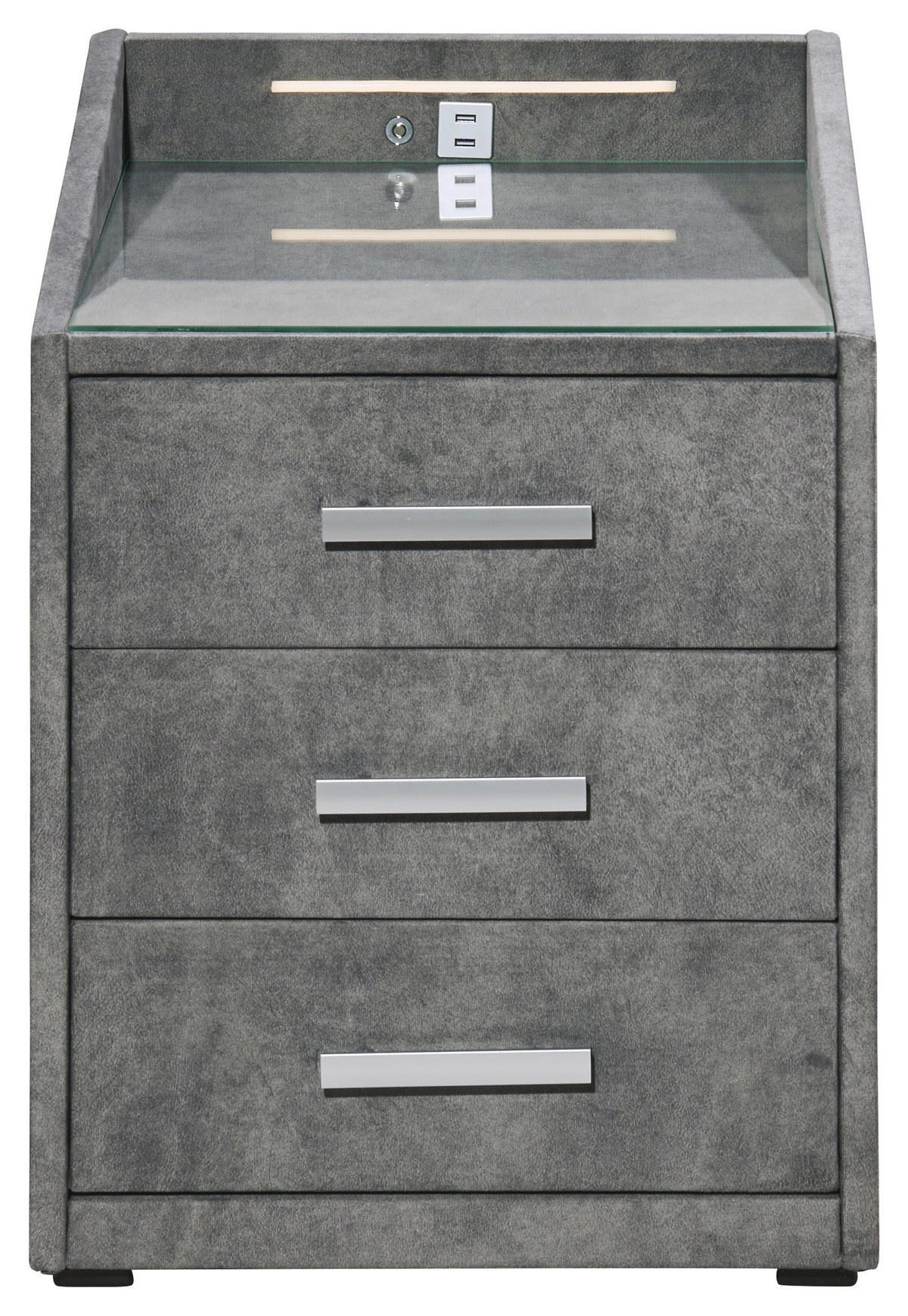 NACHTSCHRANK 47/61/46 cm  - Graubraun/Silberfarben, MODERN, Holzwerkstoff/Kunststoff (47/61/46cm) - MID.YOU