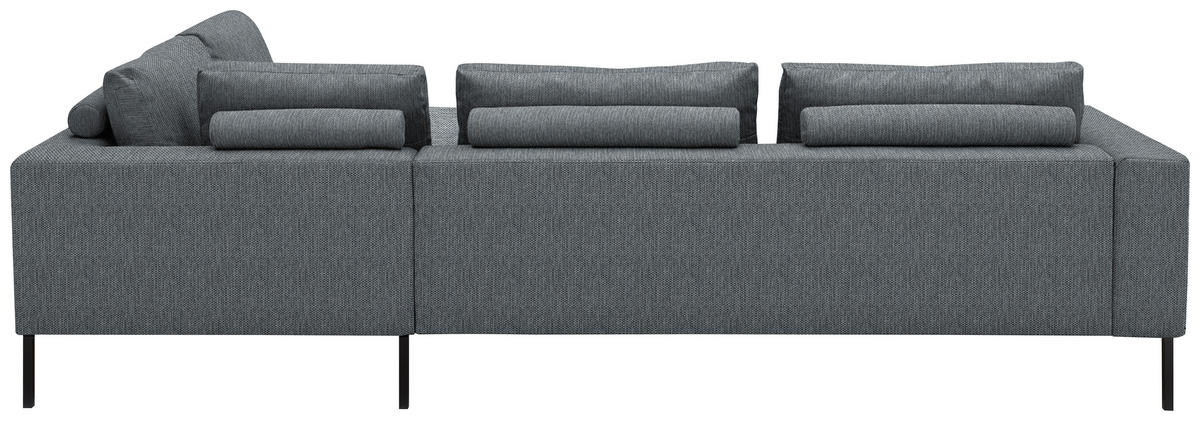 ECKSOFA Flachgewebe Anthrazit  - Anthrazit/Schwarz, Design, Textil/Metall (308/270cm) - Pure Home Lifestyle
