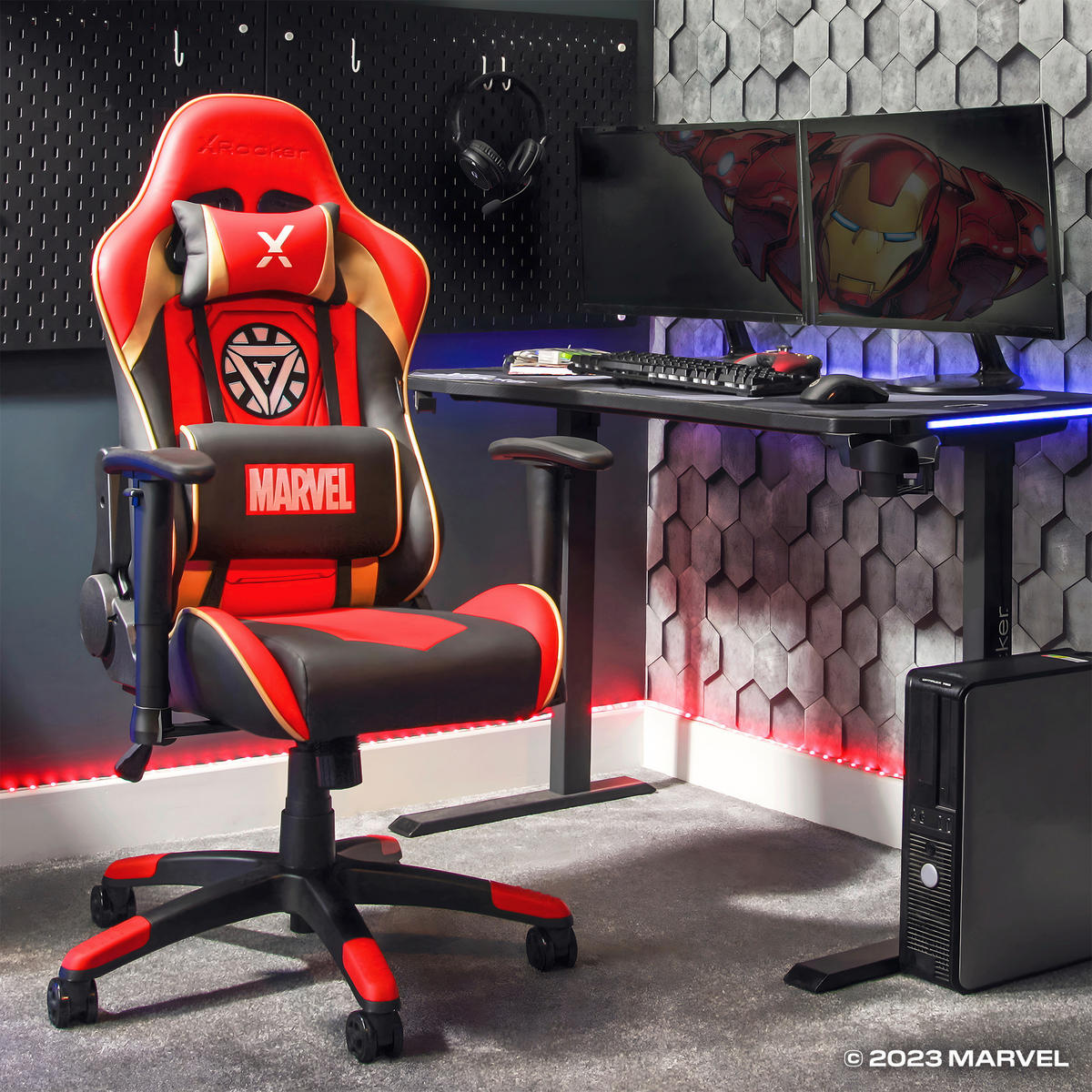 GAMINGSTUHL Weiß, Goldfarben, Rot, Schwarz Kunststoff, Leder, Stein   - Rot/Goldfarben, MODERN, Leder/Kunststoff (55/113-117/62,5cm) - X Rocker