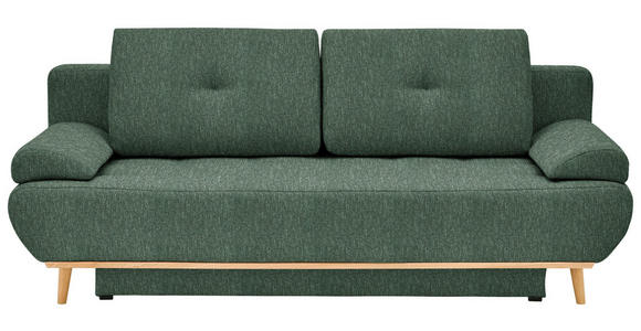 SCHLAFSOFA Flachgewebe Grün  inkl. Rückenkissen, Armlehnenkissen, Bettkasten, Schlaffunktion, Rücken echt  - Beige/Naturfarben, Design, Holz/Textil (200/71/95cm) - Novel