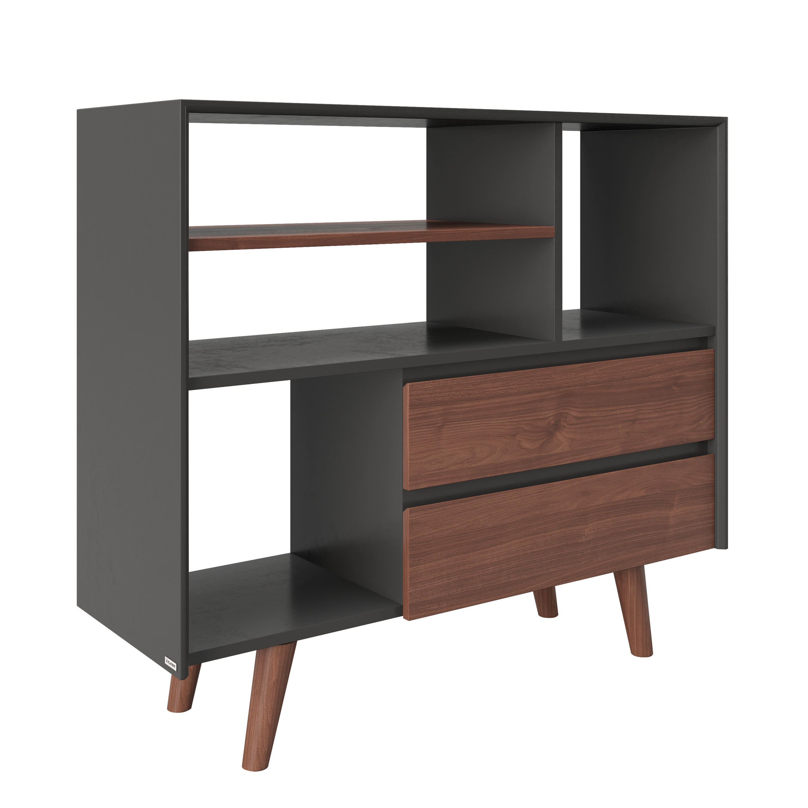 Standregal mit Laden Victoria 110 cm Walnussfarben