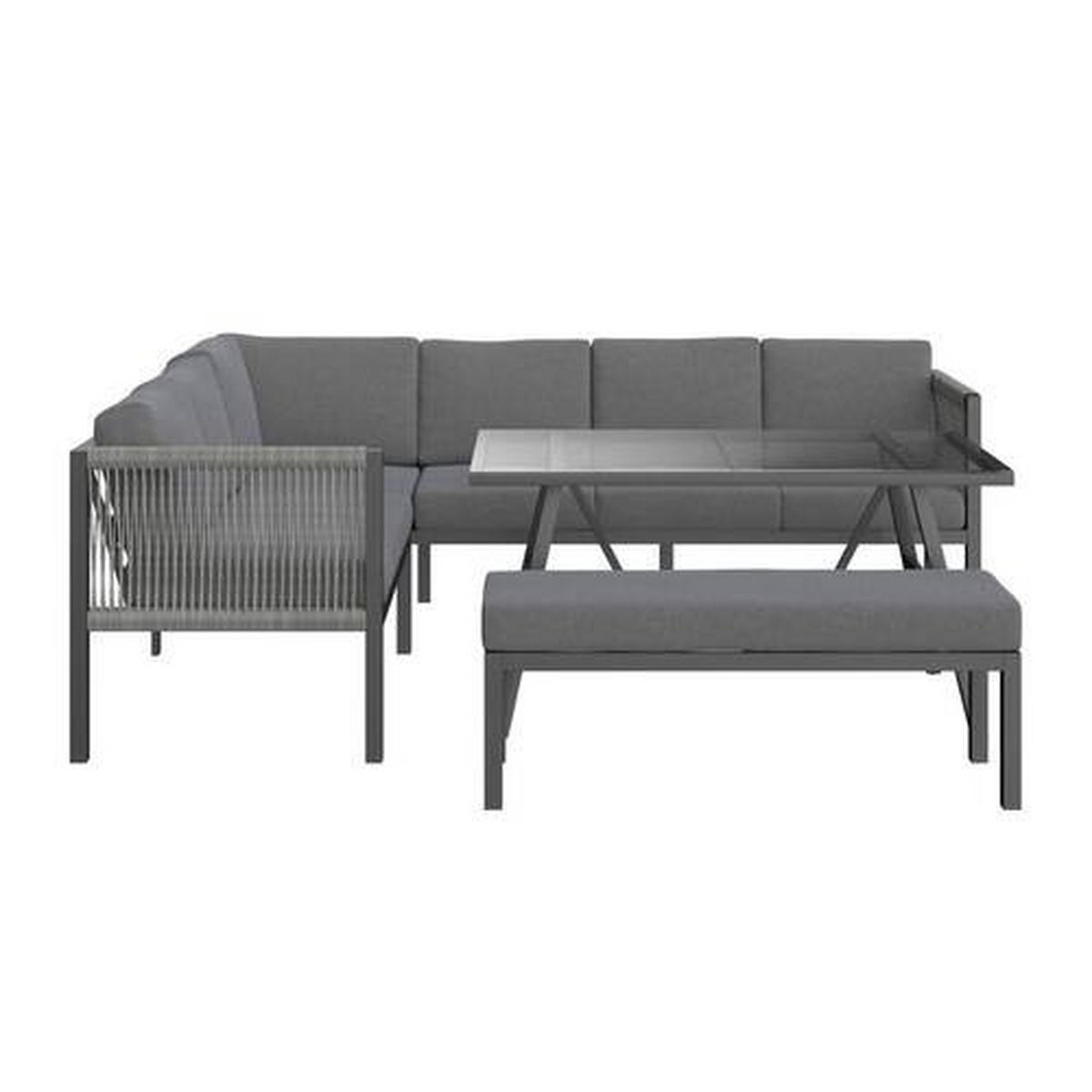 VRTNA GARNITURA   metal, plastika, staklo, tekstil  antracit, tamno siva    - tamno siva/antracit, Design, staklo/metal (187/241cm) - Ambia Garden