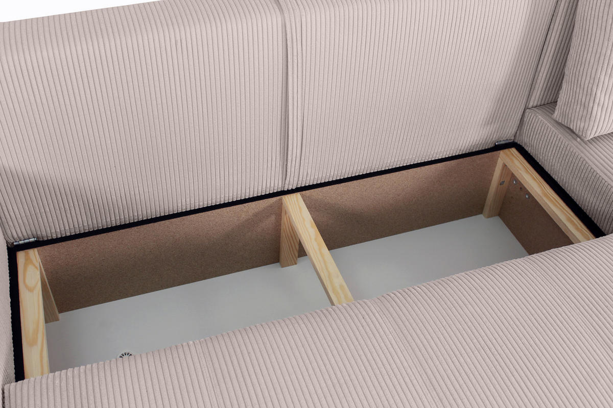 ECKSCHLAFSOFA  mit Cord Hellbraun  - Hellbraun/Schwarz, KONVENTIONELL, Textil (248/146cm) - Xora