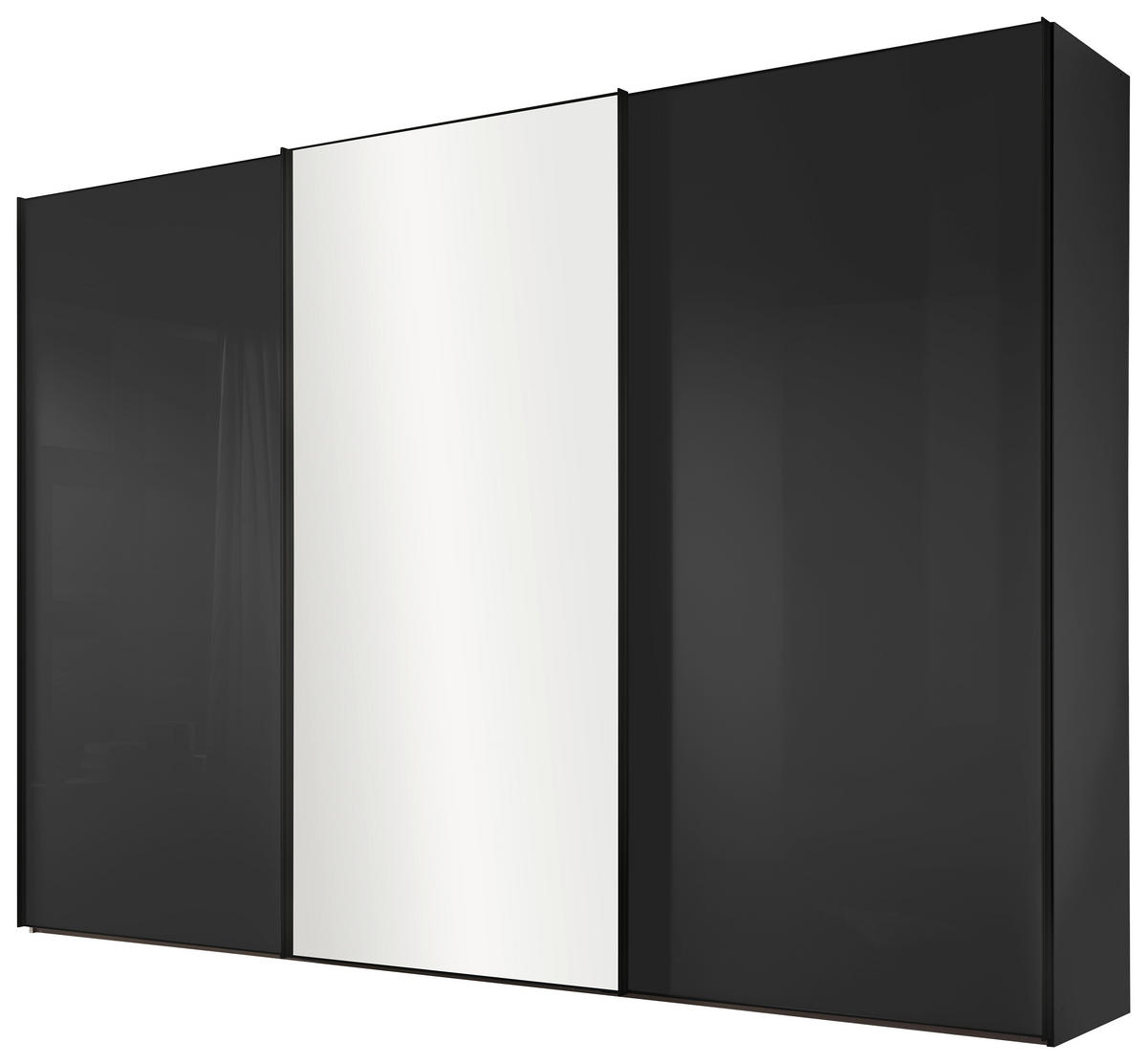 SCHWEBETÜRENSCHRANK  in Anthrazit  - Anthrazit/Schwarz, Design, Glas/Holzwerkstoff (298/222/68cm) - Moderano
