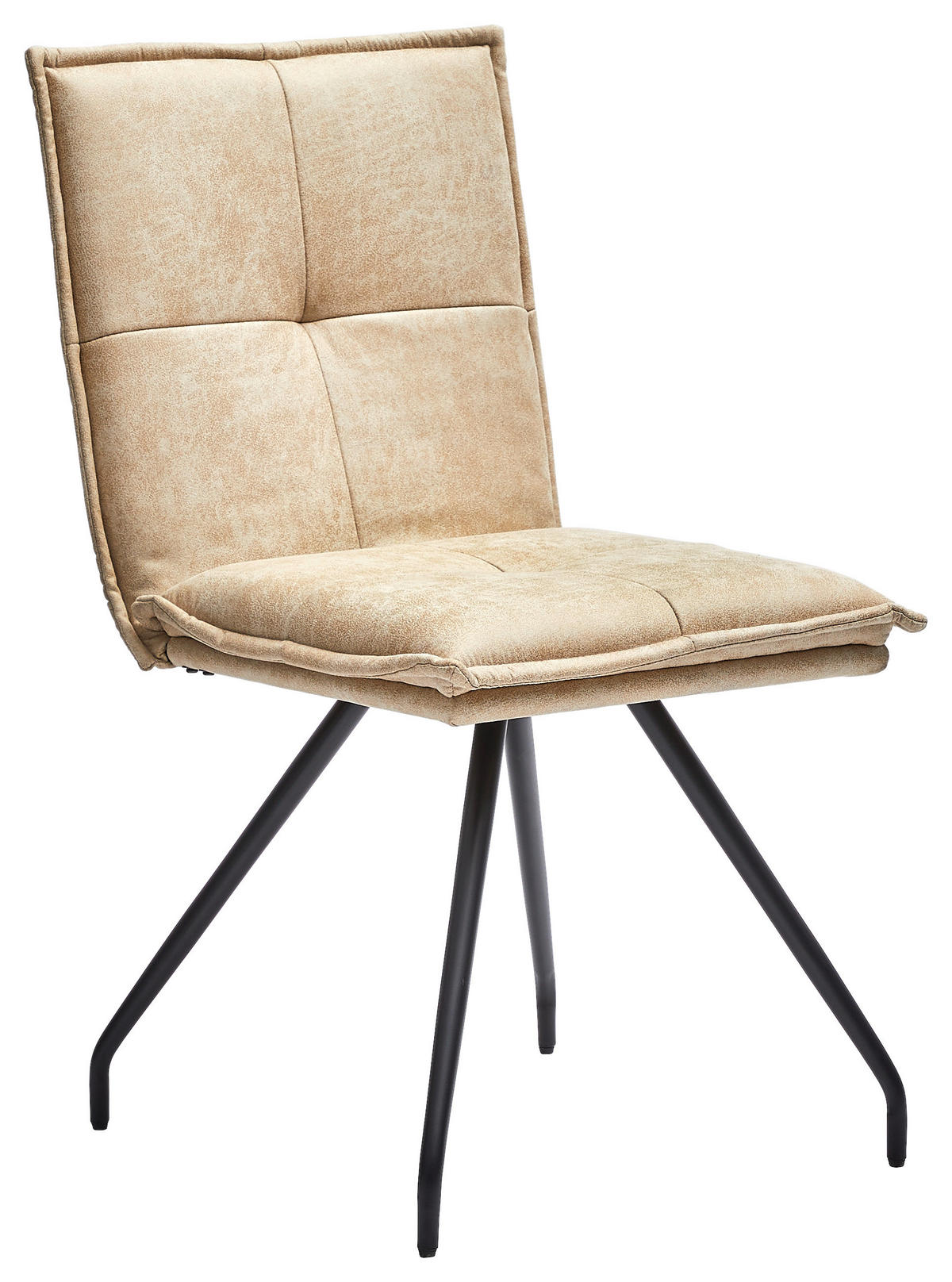 STUHL Mikrofaser Schwarz, Beige  - Beige/Schwarz, MODERN, Textil/Metall (49/89/62cm) - MID.YOU