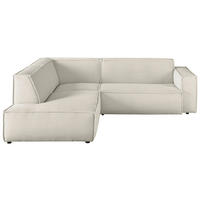 ECKSOFA in Cord Creme  224/254 cm  - Creme/Schwarz, KONVENTIONELL, Kunststoff/Textil (224/254cm) - Hom`in