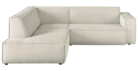 ECKSOFA in Cord Creme 224/254 cm - Creme/Schwarz, KONVENTIONELL, Kunststoff/Textil (224/254cm) - Hom`in