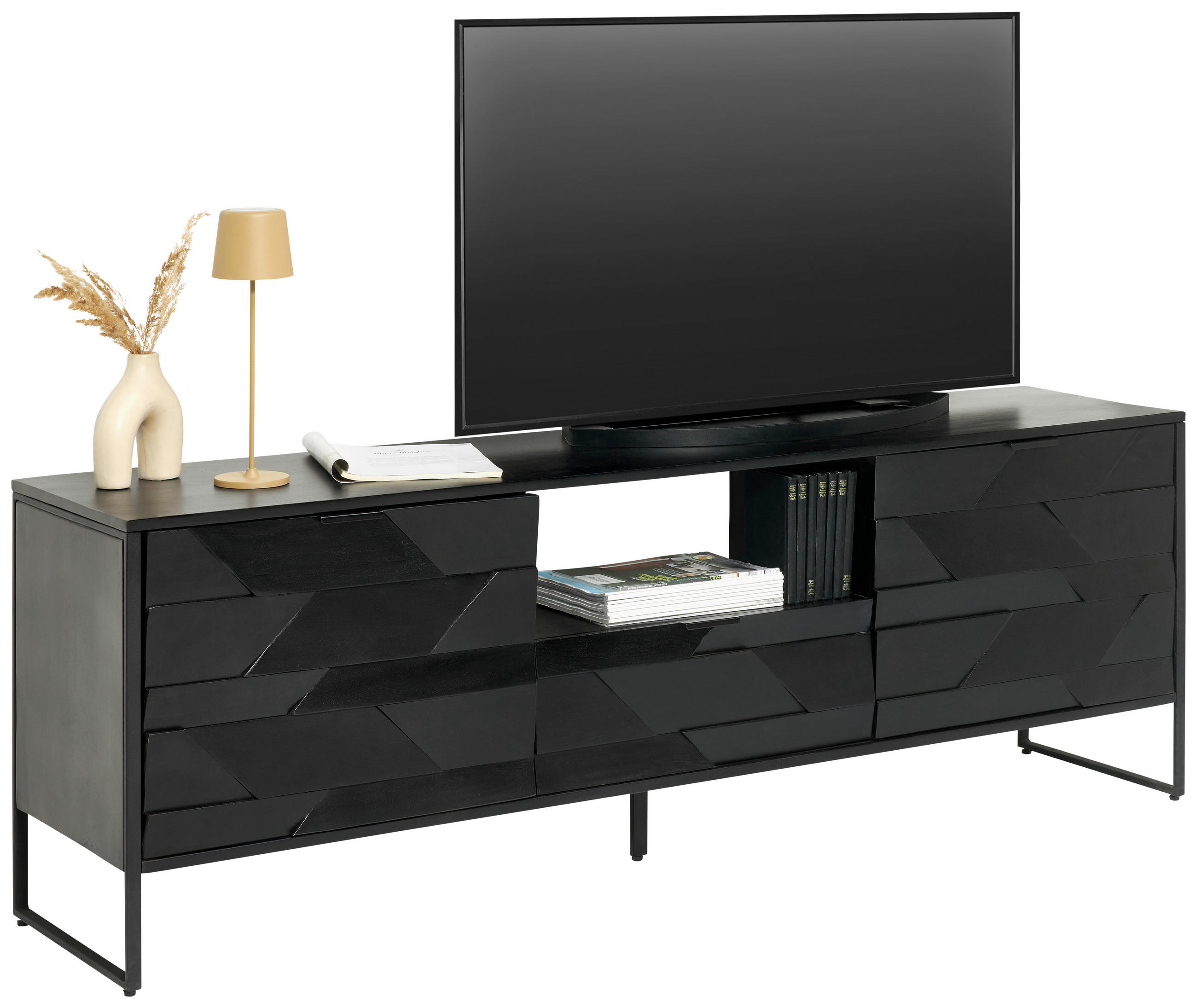 LOWBOARD  in 175/60/40 cm  - Schwarz, Trend, Holz/Metall (175/60/40cm) - Ambia Home