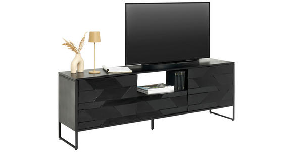 LOWBOARD  in 175/60/40 cm  - Schwarz, Trend, Holz/Metall (175/60/40cm) - Ambia Home