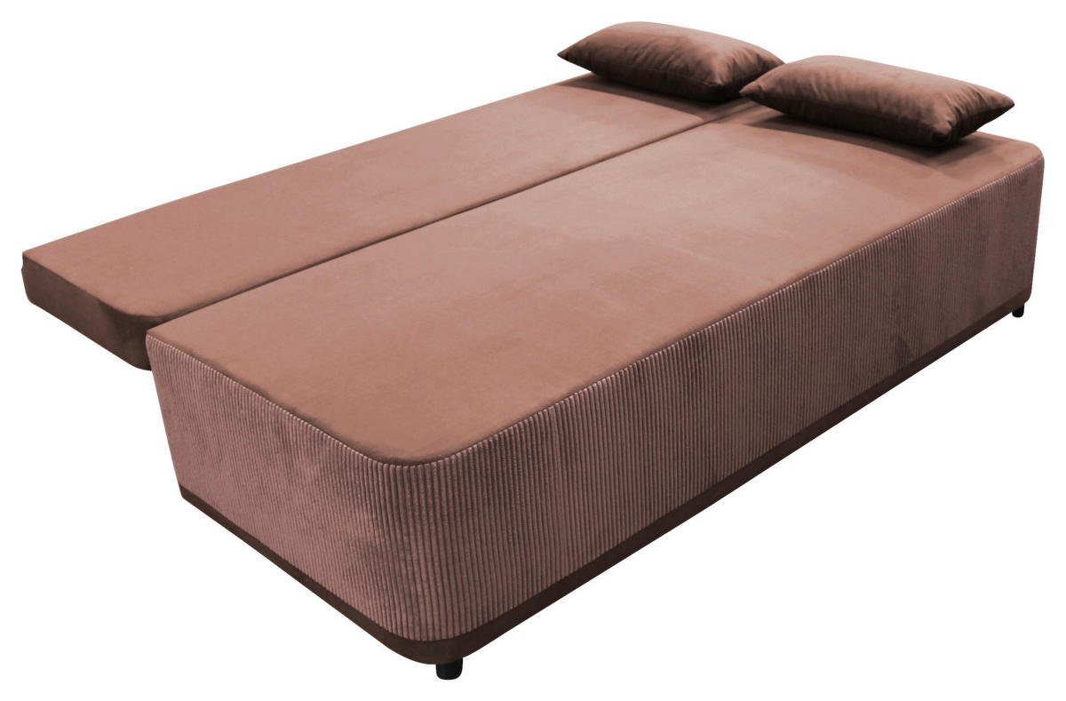 SCHLAFSOFA  mit Liegefunktion Velours Koralle  - Koralle/Schwarz, Design, Kunststoff/Textil (197/90/83cm) - MID.YOU