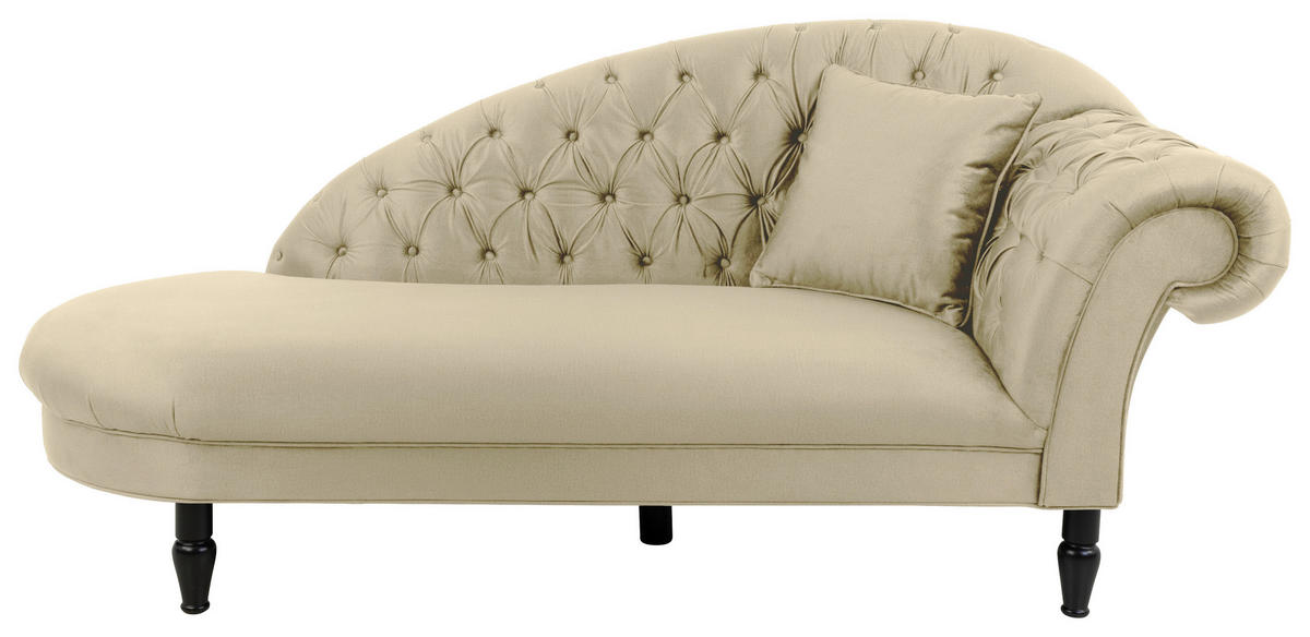 RÉCAMIERE Beige Velours  - Beige/Schwarz, Design, Holz/Textil (103/91/216cm) - MID.YOU