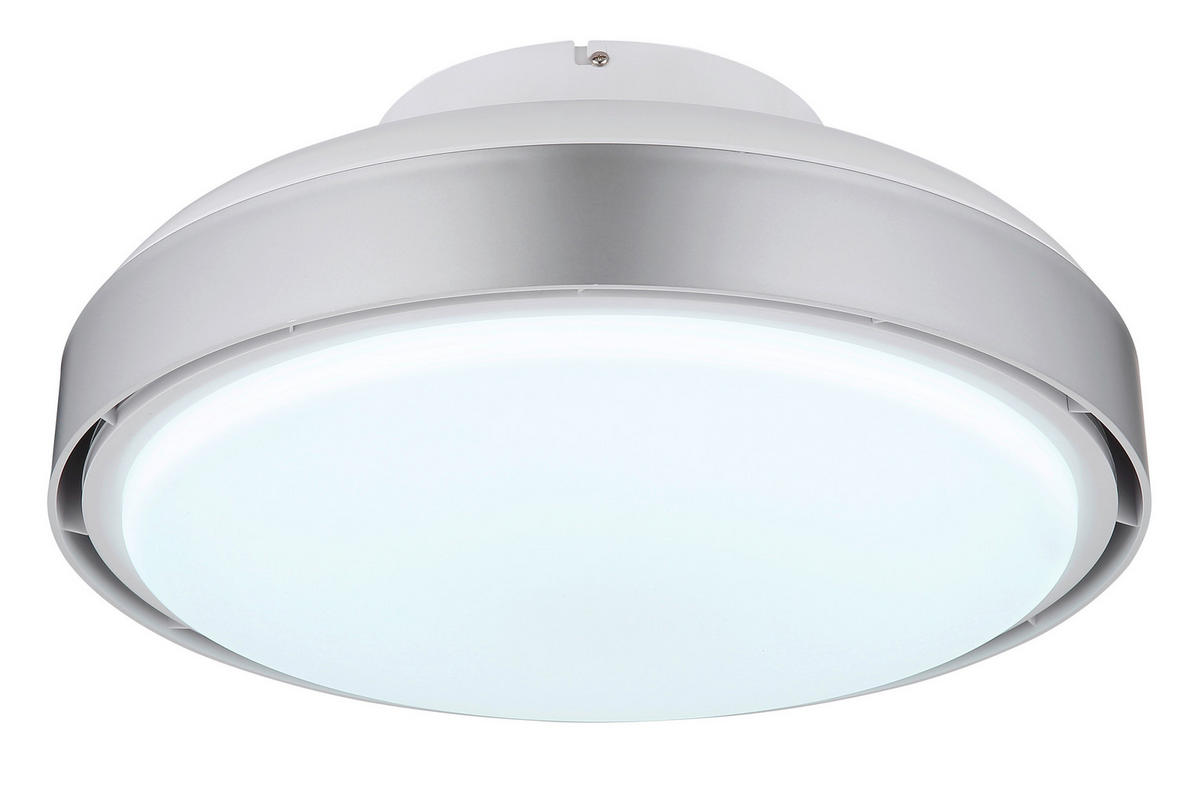 Deckenleuchte mit Ventilator CARNEY 45/20 cm   - Silberfarben/Opal, Basics, Kunststoff (45/20cm) - Globo