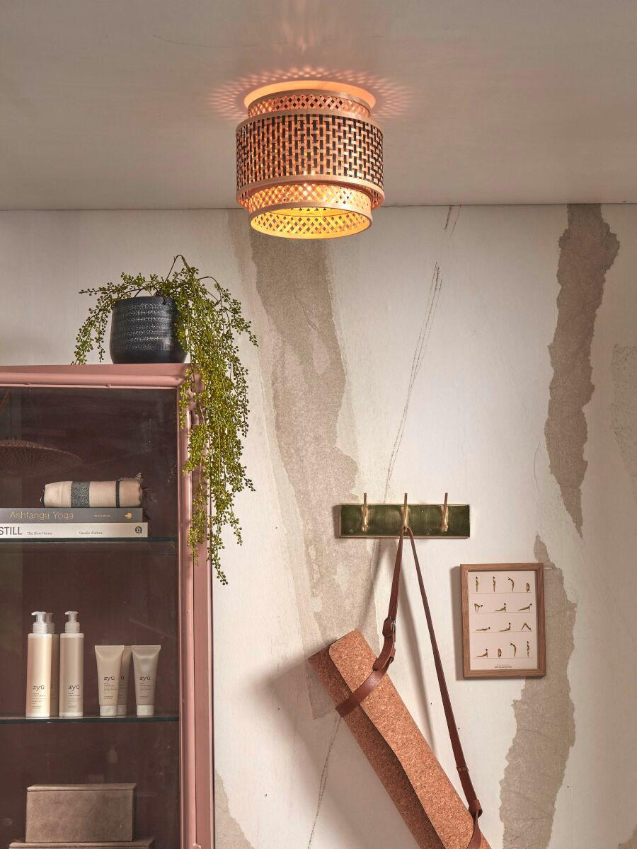DECKENLEUCHTE GOOD&MOJO  25/20 cm   - Schwarz/Naturfarben, Trend, Holz (25/20cm) - Good & Mojo