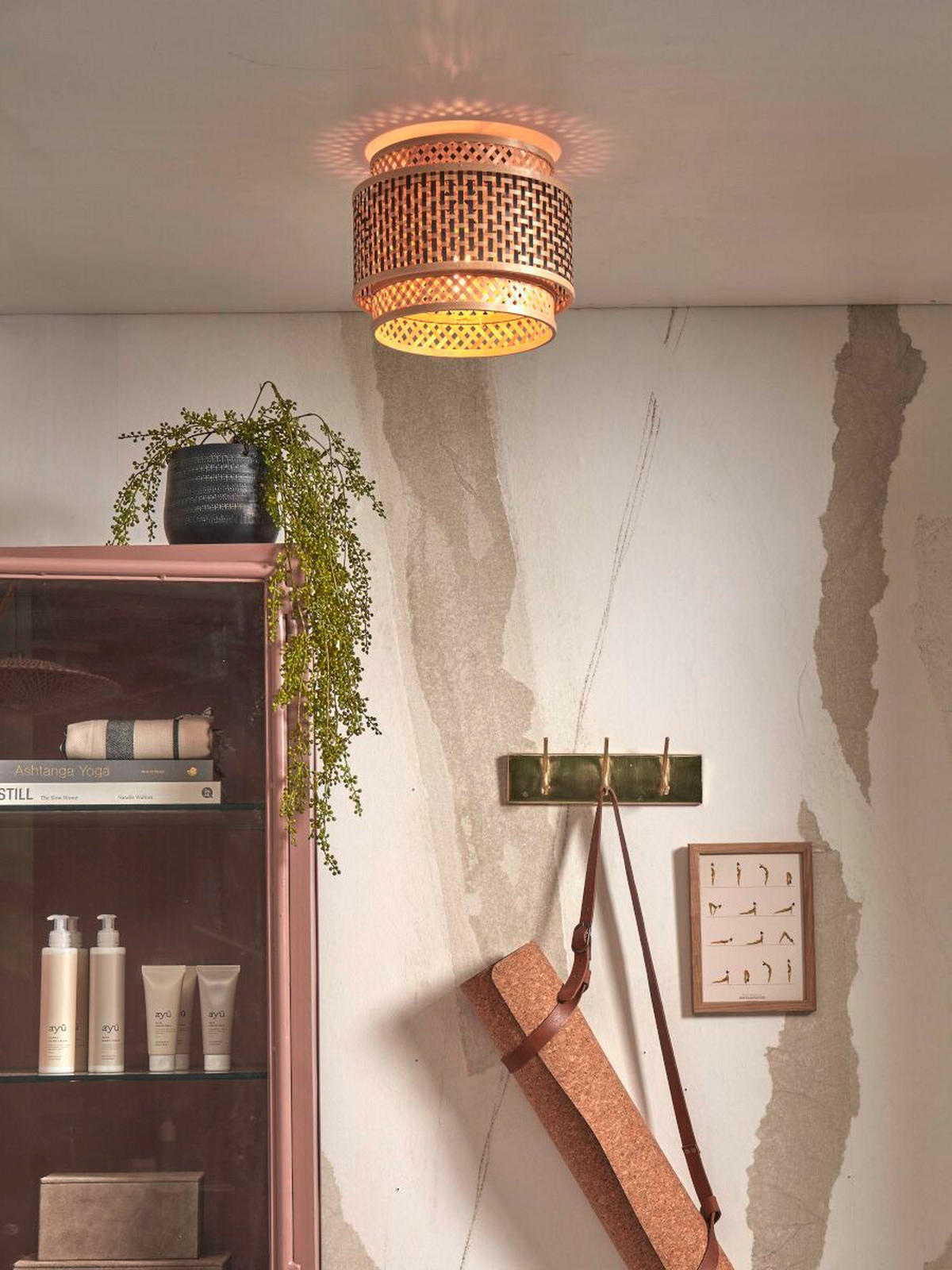 DECKENLEUCHTE GOOD&MOJO  25/20 cm   - Schwarz/Naturfarben, Trend, Holz (25/20cm) - Good & Mojo