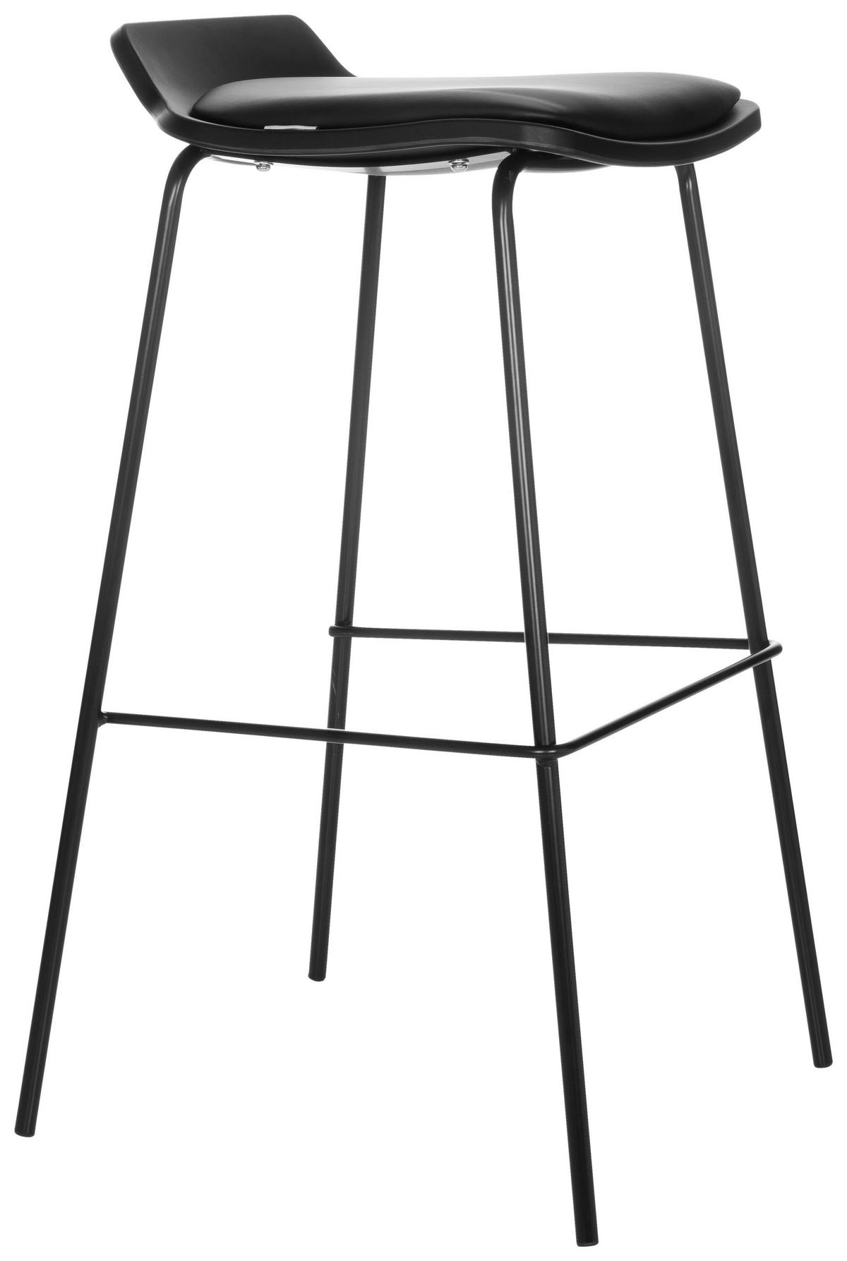 BARHOCKER Lederlook Schwarz stapelbar, abwischbar  - Schwarz, Basics, Textil/Metall (47/82/49cm) - MID.YOU
