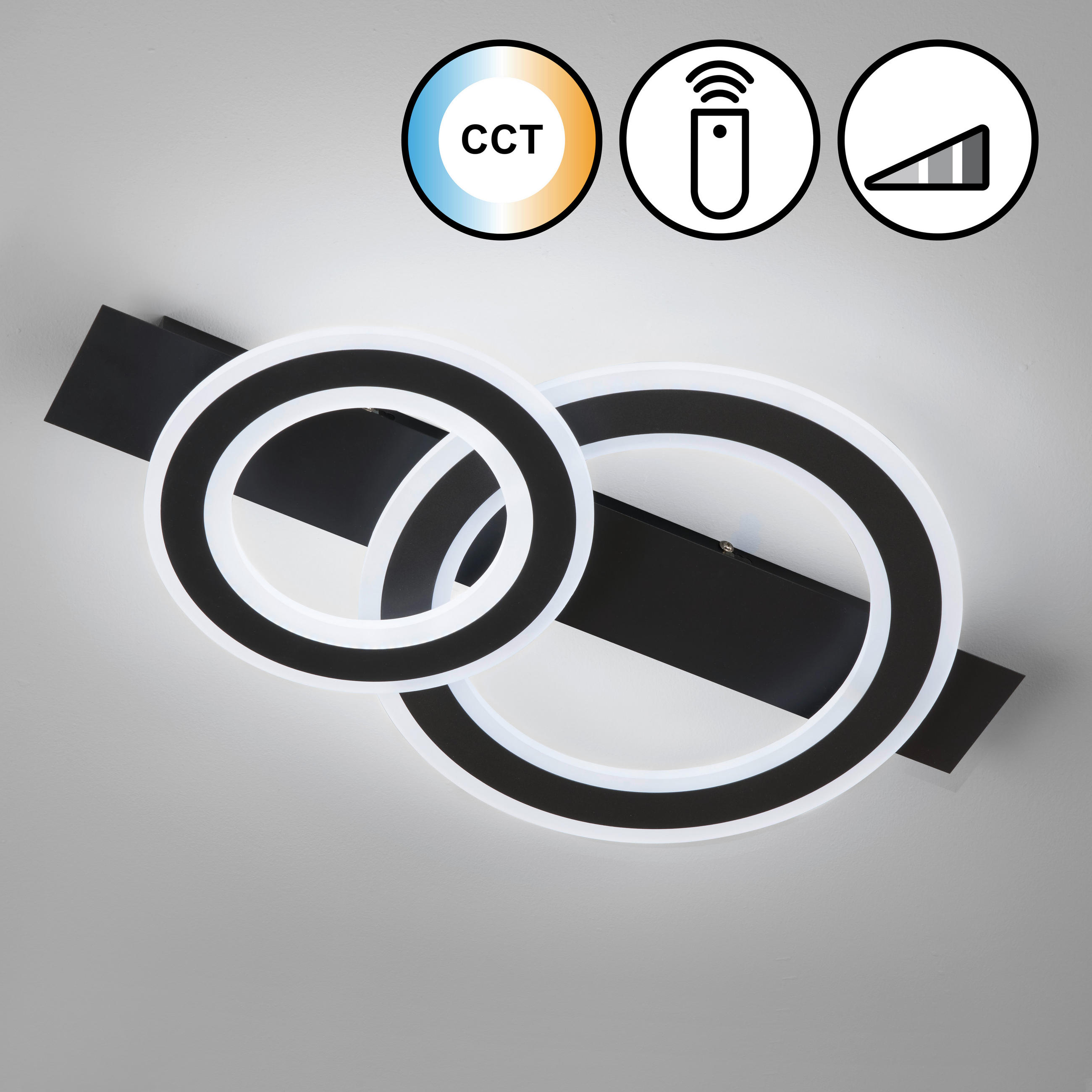 LED-DECKENLEUCHTE Circle   - Schwarz/Weiß, Design, Metall (36/61/7,3cm) - Fischer & Honsel