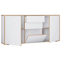 KOMODA   160/74/33 cm   bijela, hrast medunac  - bijela/hrast medunac, Design, drvni materijal/plastika (160/74/33cm) - MID.YOU