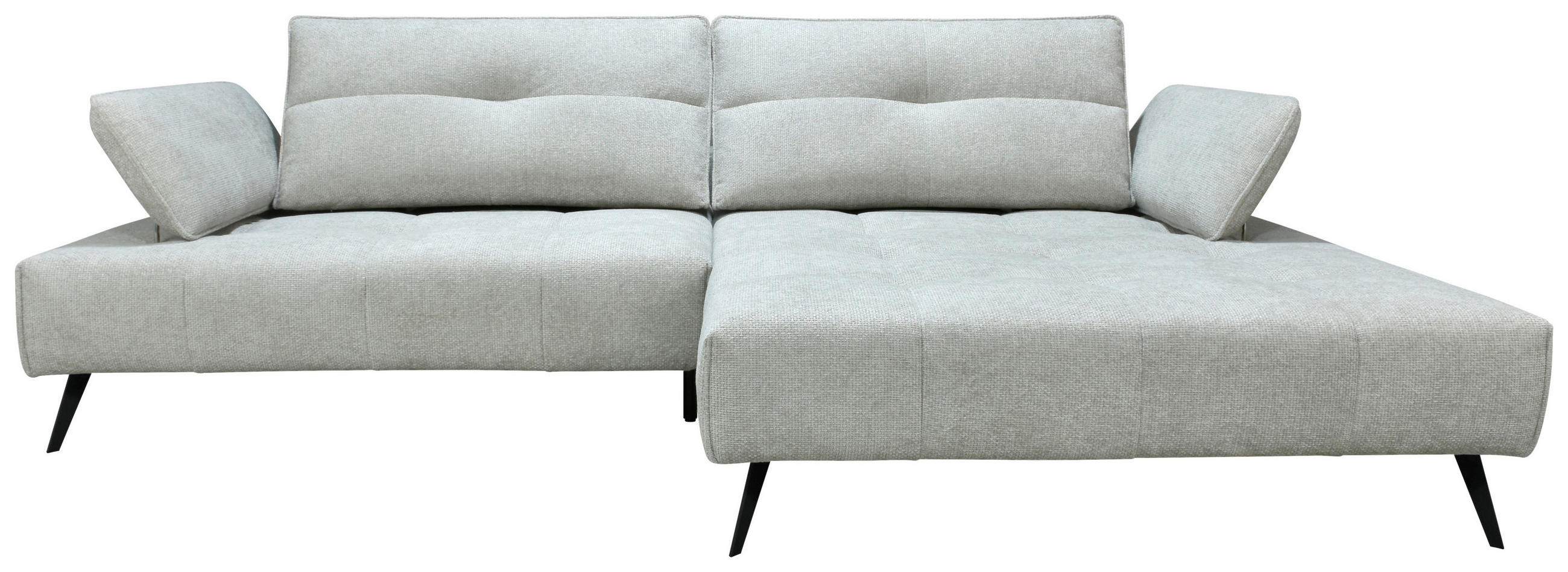 ECKSOFA Ottomane rechts  Greige Chenille  - Greige/Schwarz, Design, Textil/Metall (284/188cm) - Stylife