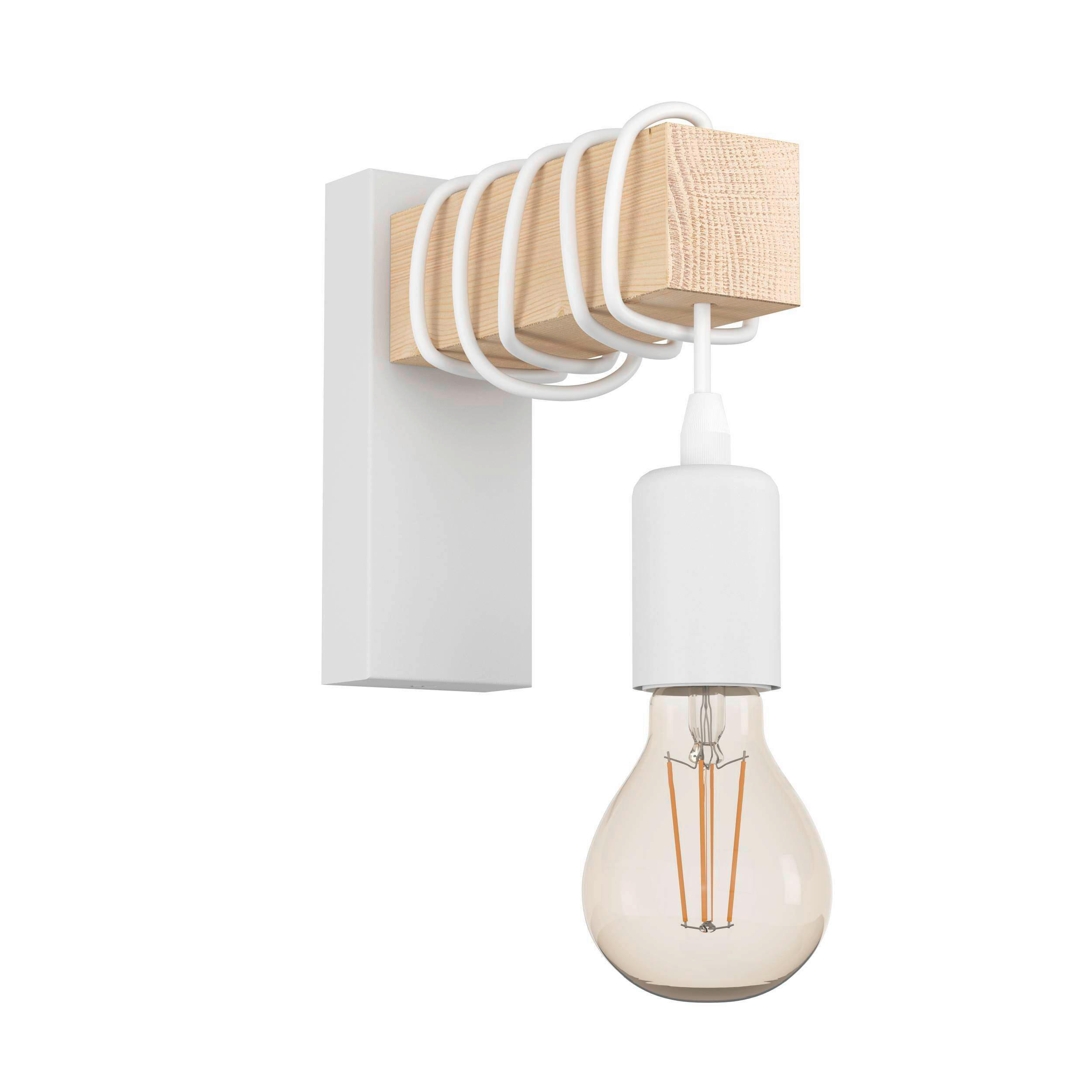VÄGGLAMPA 6,5/21,5 cm   - vit/brun, Natur, metall/trä (6,5/21,5cm) - Eglo