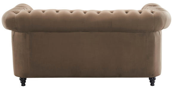 CHESTERFIELD-SOFA Samt Schwarz, Taupe - Taupe/Schwarz, Trend, Holz/Textil (165/73/87cm) - Xora